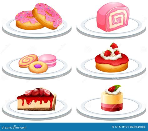 Set Of Dessert On Plate Stock Vector Illustration Of Cookies 131474115