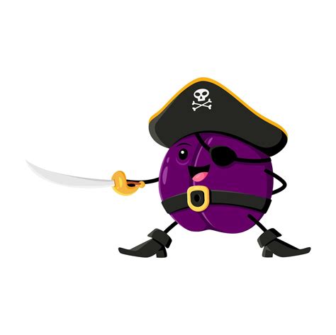 Cartoon Plum Fruit Pirate And Corsair Character 46638327 Vector Art At