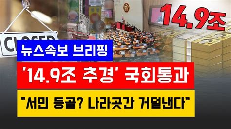 뉴스속보 선거용 149조 추경 국회통과서민 등골 나라곳간 거덜낸다 정완진tv Youtube