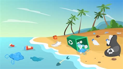 Premium Vector Nature Pollution Garbage And Trash On The Beach Danger