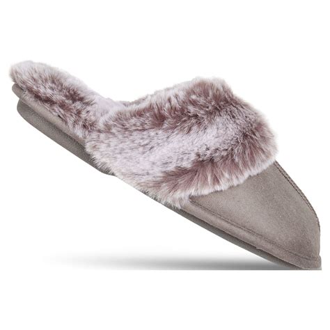 Jessica Simpson Comfy Faux Fur Womens House Slipper Scuff Memory Foam