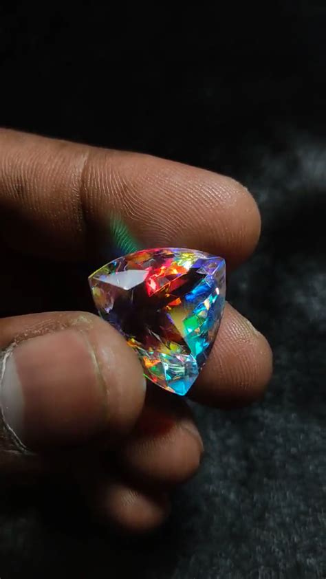 Ct Natural Mystic Topaz Rainbow Color Trillion Cut Certified Loose