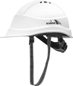 Karam Pn Super White Safety Helmet With Adjustable Chin Strap