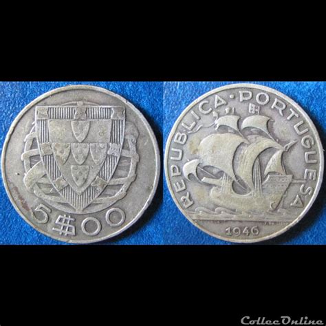 5 Escudos 1946 Coins World Portugal Face Value 5 Escudos