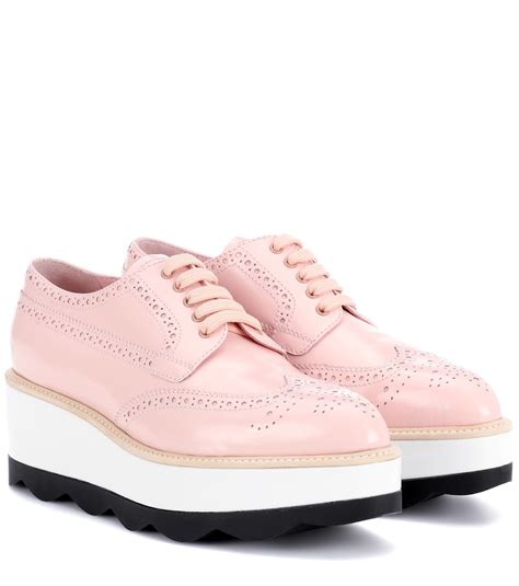 Prada Leather Platform Oxford Shoes in Pink - Lyst