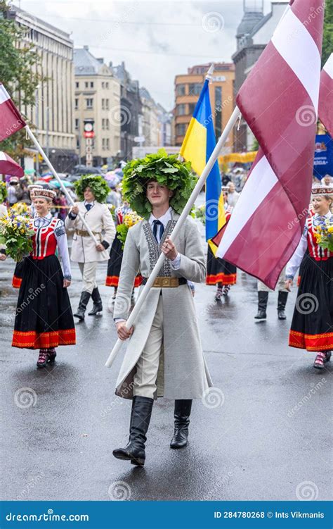 Cheerful Participant Of The Nationwide Latvian Song And Dance Festival