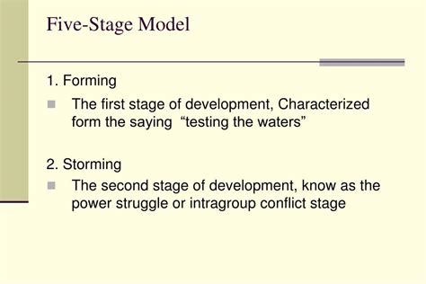 Five Stage Model Of Group Development