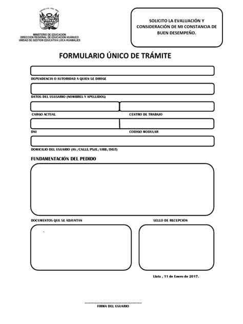 Formulario Único De Trámite Pdf