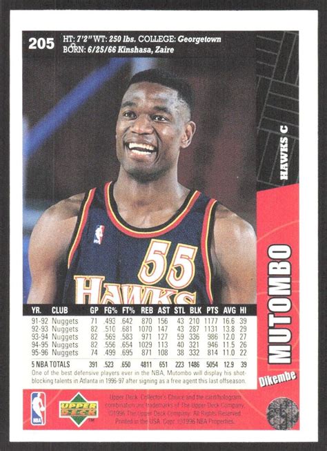 Collector S Choice Dikembe Mutombo Atlanta Hawks Ebay