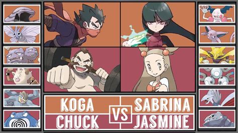 KOGA CHUCK Vs SABRINA JASMINE Kanto Johto Gym Leader Tournament