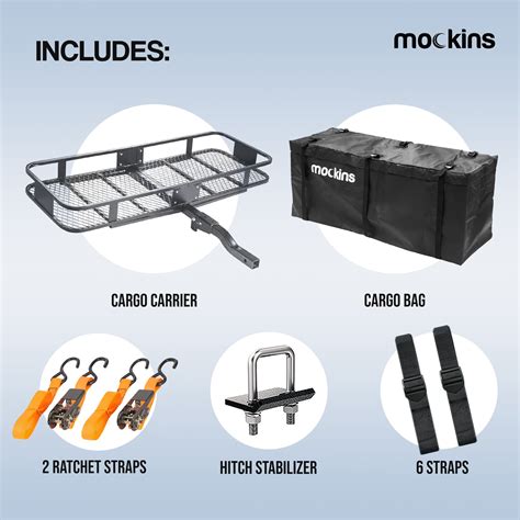 Mockins 60 X 20 X 6 Inch 500 LB Capacity Rear Hitch Mount Cargo Carrier