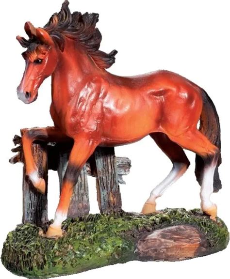 FIGURINE STATUETTE STATUE Cheval avec barrière 13 cm animal animaux