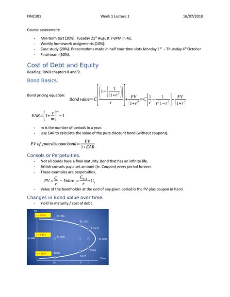 Week 1 Lecture 1 FINC301 Week 1 Lecture 1 16 07 2018 Course