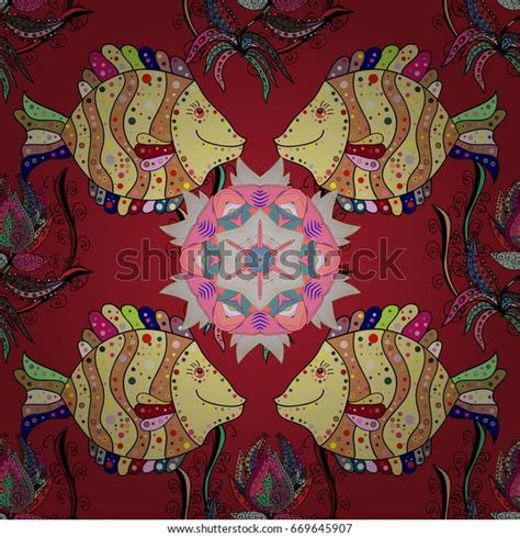 Cute Fabric Texture On Colored Background Stock Illustration 669645907