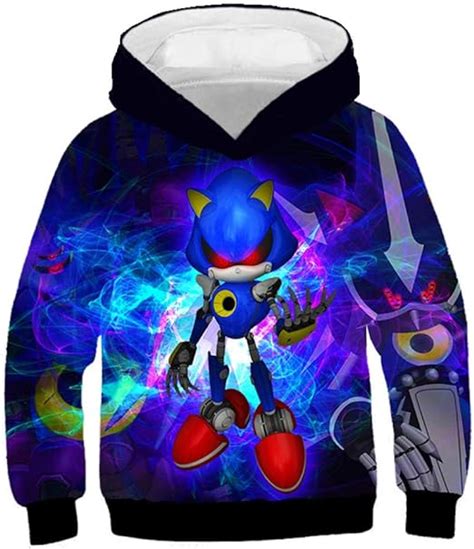 Sweat À Capuche Sonic Pour Garçons Et Filles Pull En Polyester Avec