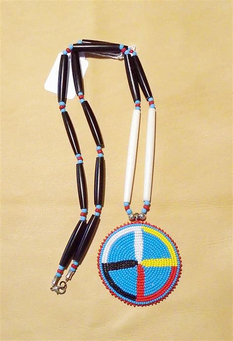 Native American Beaded Medicine Wheel Medallion Necklace Etsy