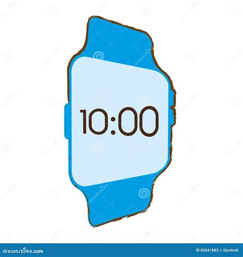 Blue Digital Smart Watch Time Screen Stock Illustration Illustration