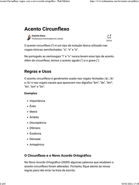 Assento Circunflexo - Regras do Acento Circunflexo | PDF | Estresse (Linguística ...