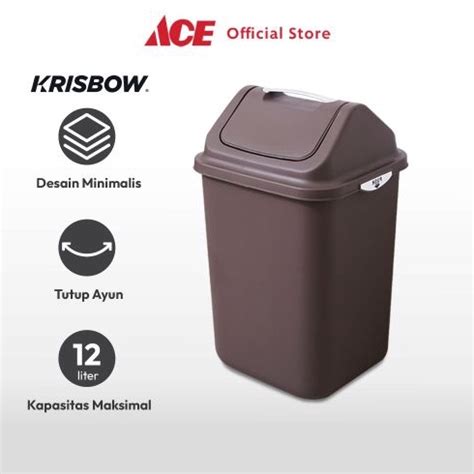 Jual Best Ace Krisbow Ltr Tempat Sampah Plastik Cokelat Tua Tong