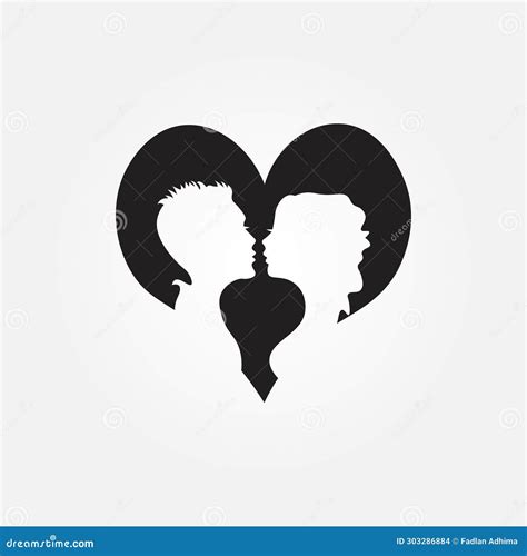 Couple Art Man And Woman Faces Vector Logo Couple Print Kiss Print Valentines Day