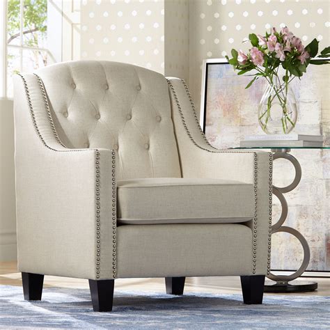 Downing Street Tivoli Beige Linen Tufted Armchair Walmart