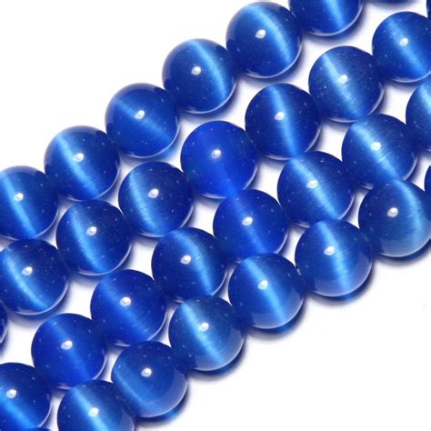 Buy 8mm Royal Blue Cat Eye Beads Round Semi Precious Gemstone Loose