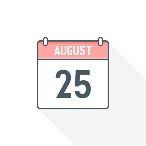 25th August calendar icon. August 25 calendar Date Month icon vector ...