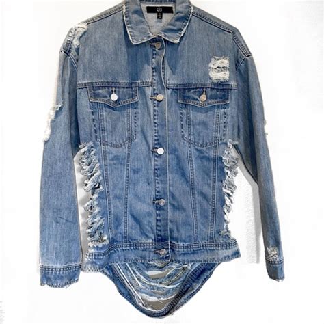 Custom Ripped Jean Jacket With Beading Ripped Down Depop