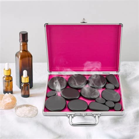 18pcs Hot Stone Basalt Hot Stones Set Massage Natural Hot Rocks With