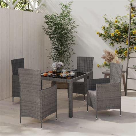 Mobilier à dîner de jardin 5 pcs Ensemble table et chaise et coussins