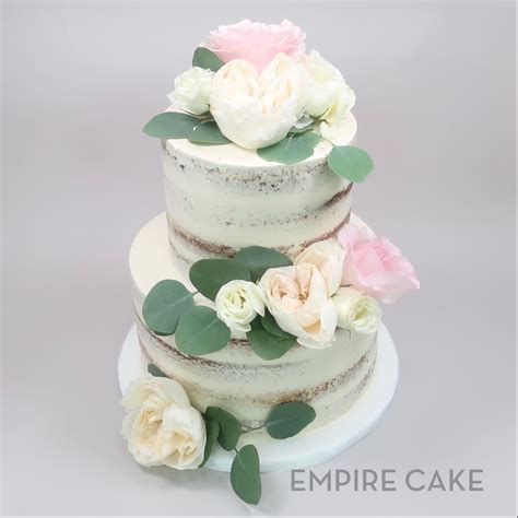 NAKED CAKE WITH ROSES AND EUCALYPTUS LEAVES Empire Cake