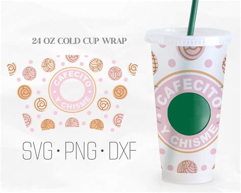 Cafecito Y Chisme Full Wrap Svg Cup Concha Full Wrap Svg Etsy