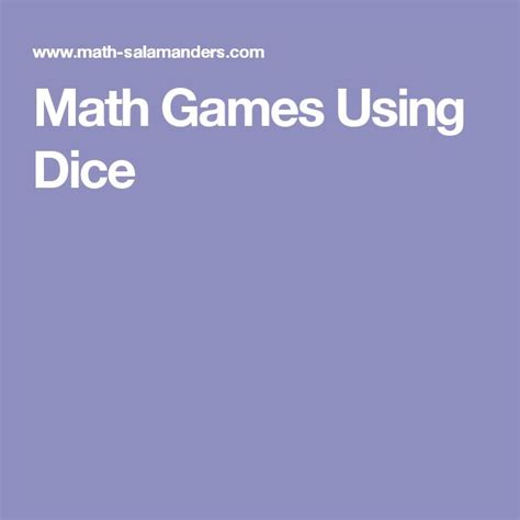 Math Games Using Dice | Math games, Math, Math facts