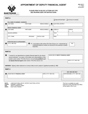 Fillable Online Elections Bc Appointment Of Deputy Financial