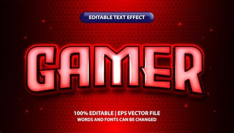 Gamer Text Editierbar 3d Texteffekt Stil Futuristischer Roter Neon Glow