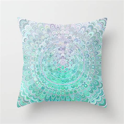 Turquoise Ice Flower Mandala Throw Pillow By Mandala Magic By David Zydd Society6