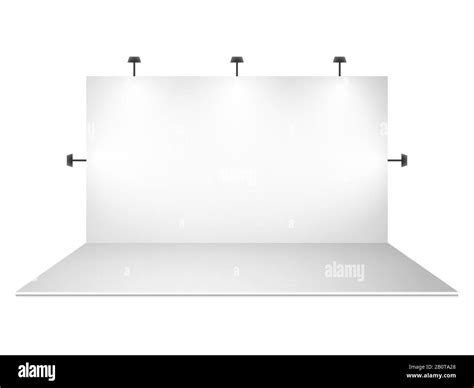 Blank White Trade Show Booth With Lighting Presentation Display Mockup