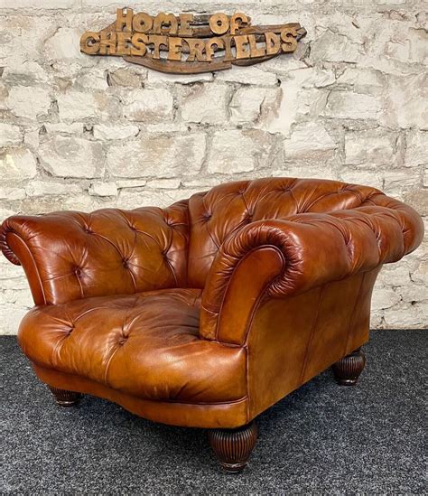 Tetrad Oskar Chesterfield Club Chair Tan Buffalo Hide Leather