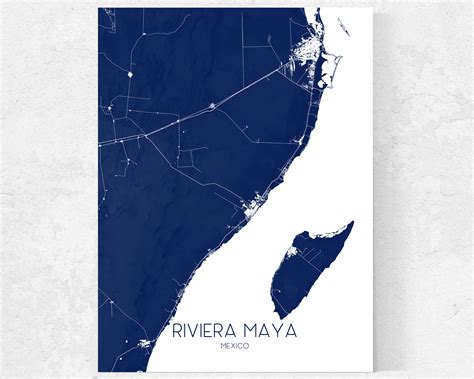 Riviera Maya Map Cancun Map Tulum Print Yucatan Mexico | Etsy