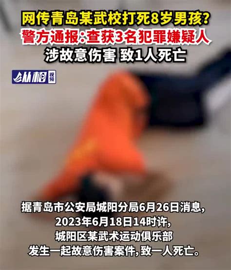 网传青岛某武校打死8岁男孩？警方通报：查获3名犯罪嫌疑人，涉故意伤害致1人死亡 手机新浪网