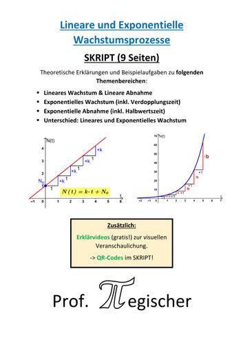 SKRIPT Lineare und Exponentielle Wachstumsprozesse mit Lösungen