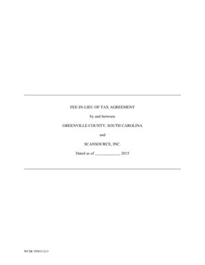 Fillable Online Greenvillecounty FEE IN LIEU OF TAX AGREEMENT By And