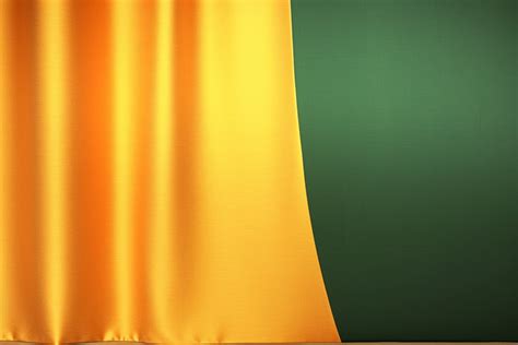 Yellow Curtain Fabric With Green Border Photo Background Green Shadow Yellow Background Image