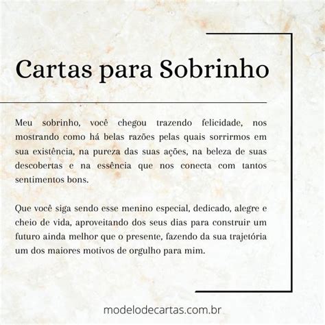 Cartas Para Sobrinho Modelos De Carta