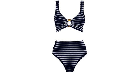 Hunza G Striped Nadine Bikini In Blue Lyst