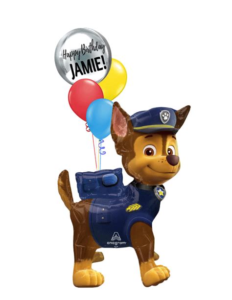 Ginormous Chase Paw Patrol Personalized Airwalker Bouquet Balloonerycom