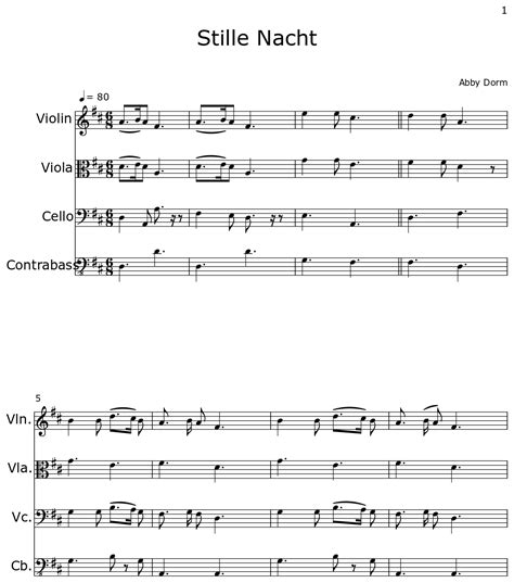 Stille Nacht - Sheet music for Violin, Viola, Cello, Contrabass