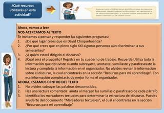 5 To Leemos Un Discurso Del Buen Vivir Activ 4 Pdf PPT