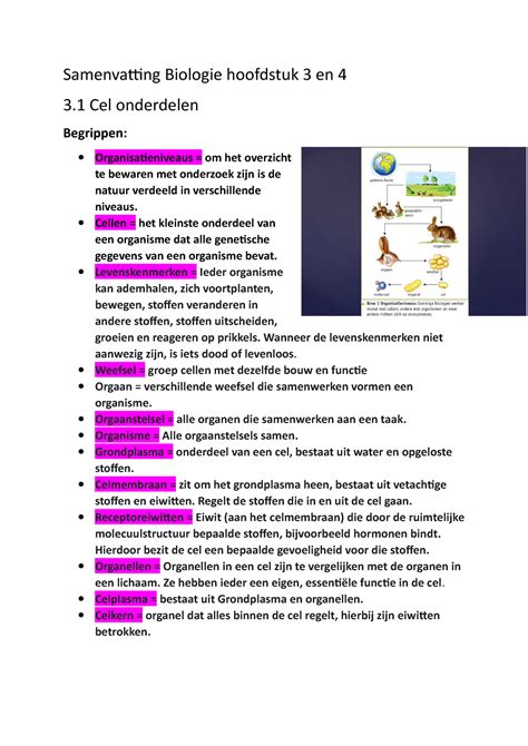 Biologie H En H Havo En Havo Samenvatting Biologie Hoofdstuk