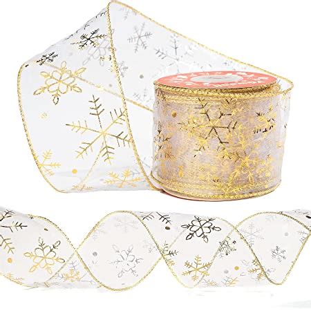 Amazon Livder 2 5 Inch Wide Christmas Wired Ribbon Snowflake